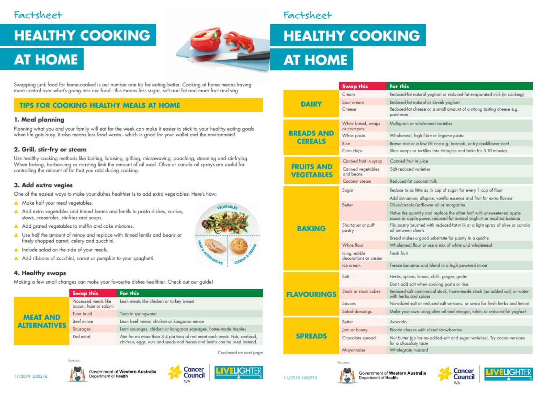 Healthy cooking at home factsheet