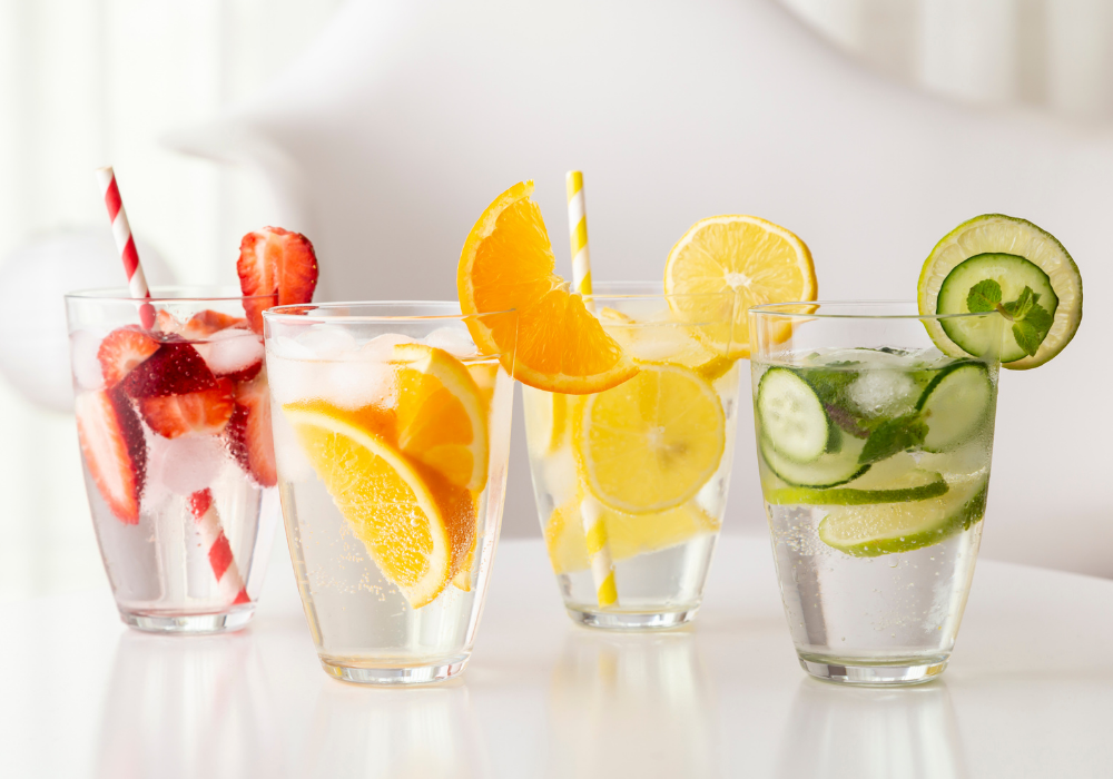 water with colourful fruit