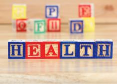Health spelled out in toy blocks
