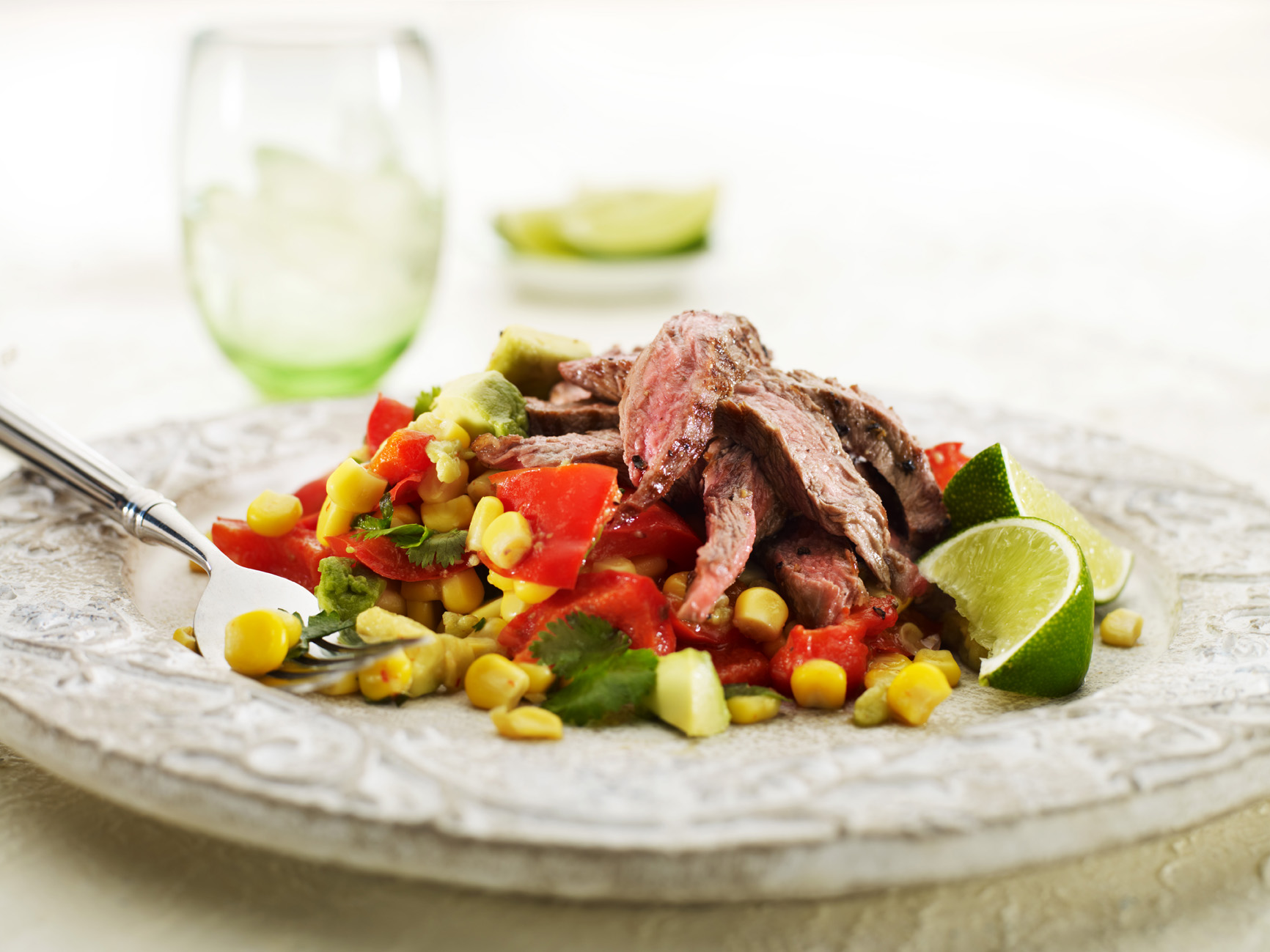 Chargrilled Beef with Avocado and Corn Salsa
