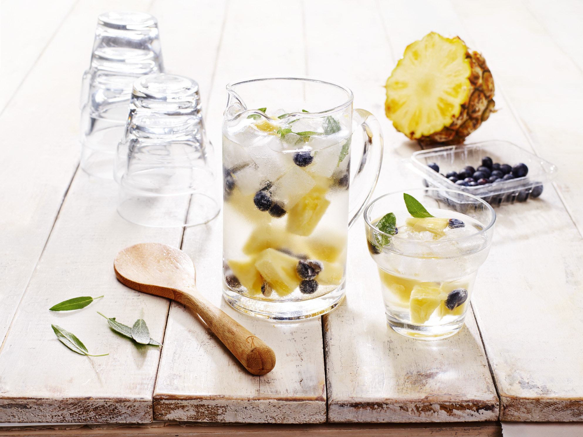 Blueberry, pineapple and sage water