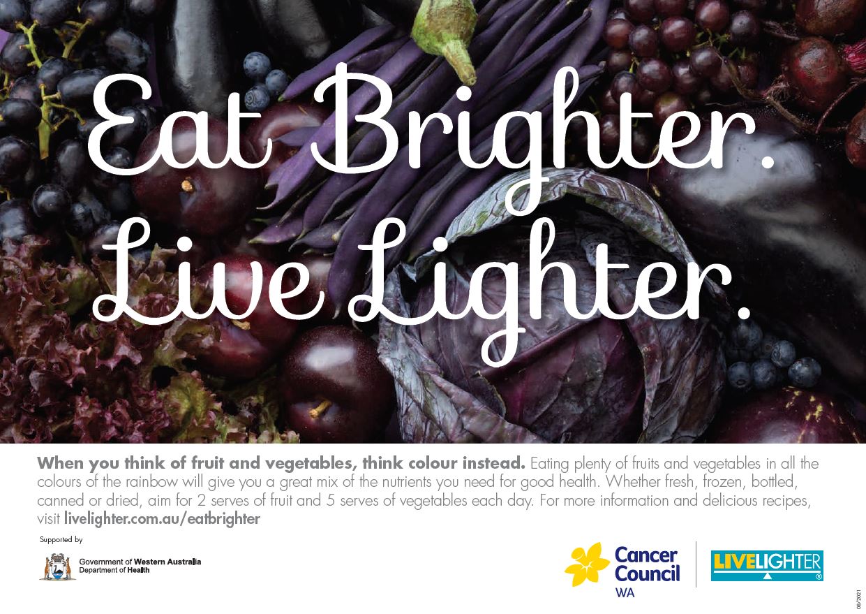 Eat Brighter purple poster