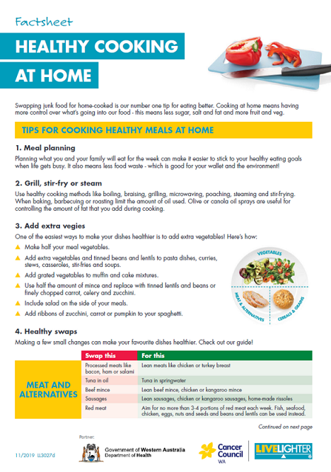 Healthy Cooking At Home factsheet thumbnail