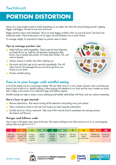 Watch Your Portion Size factsheet thumbnail
