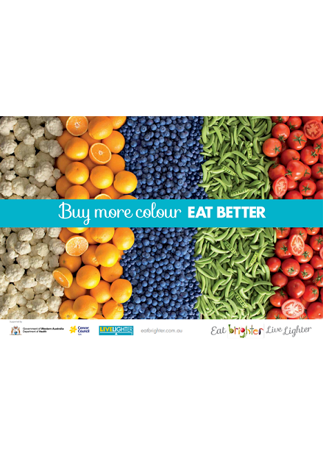 Rainbow Eat Brighter Buy more Colour poster